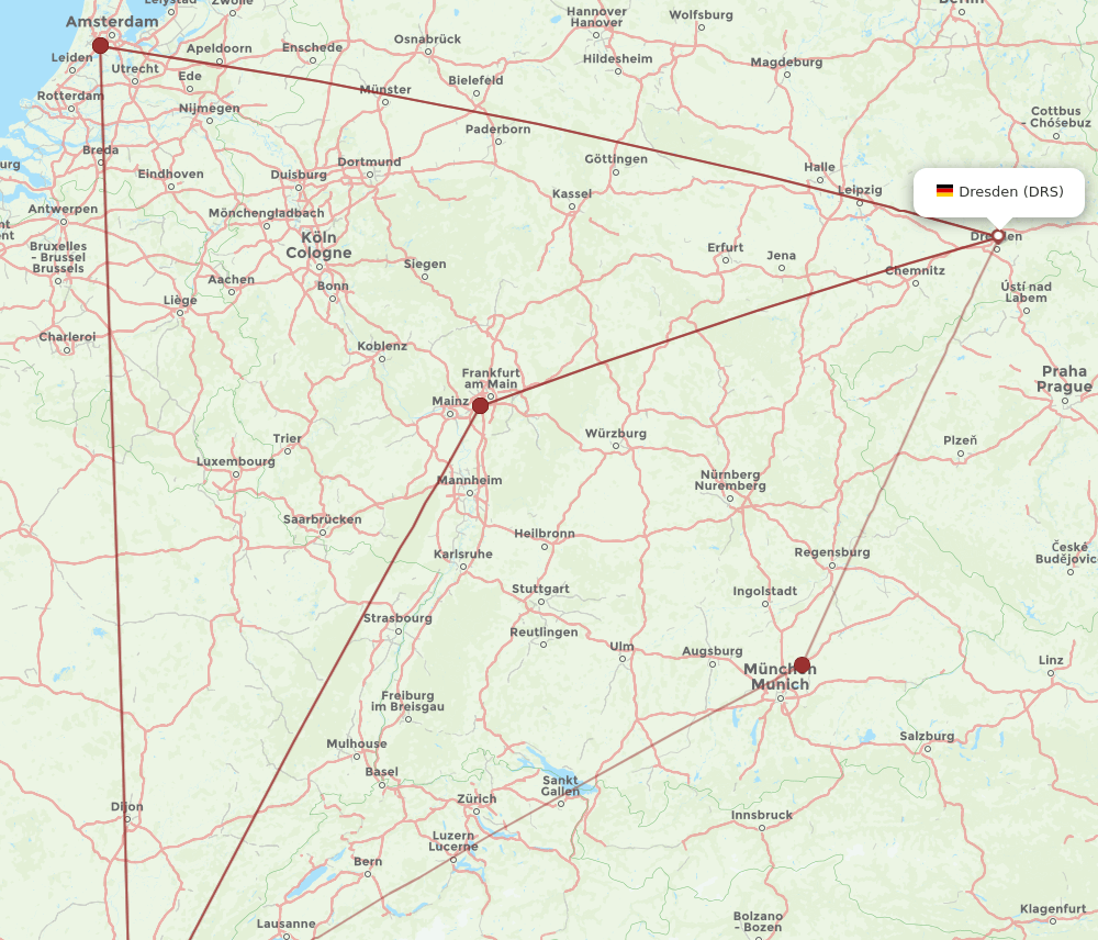 DRS to LYS flights and routes map