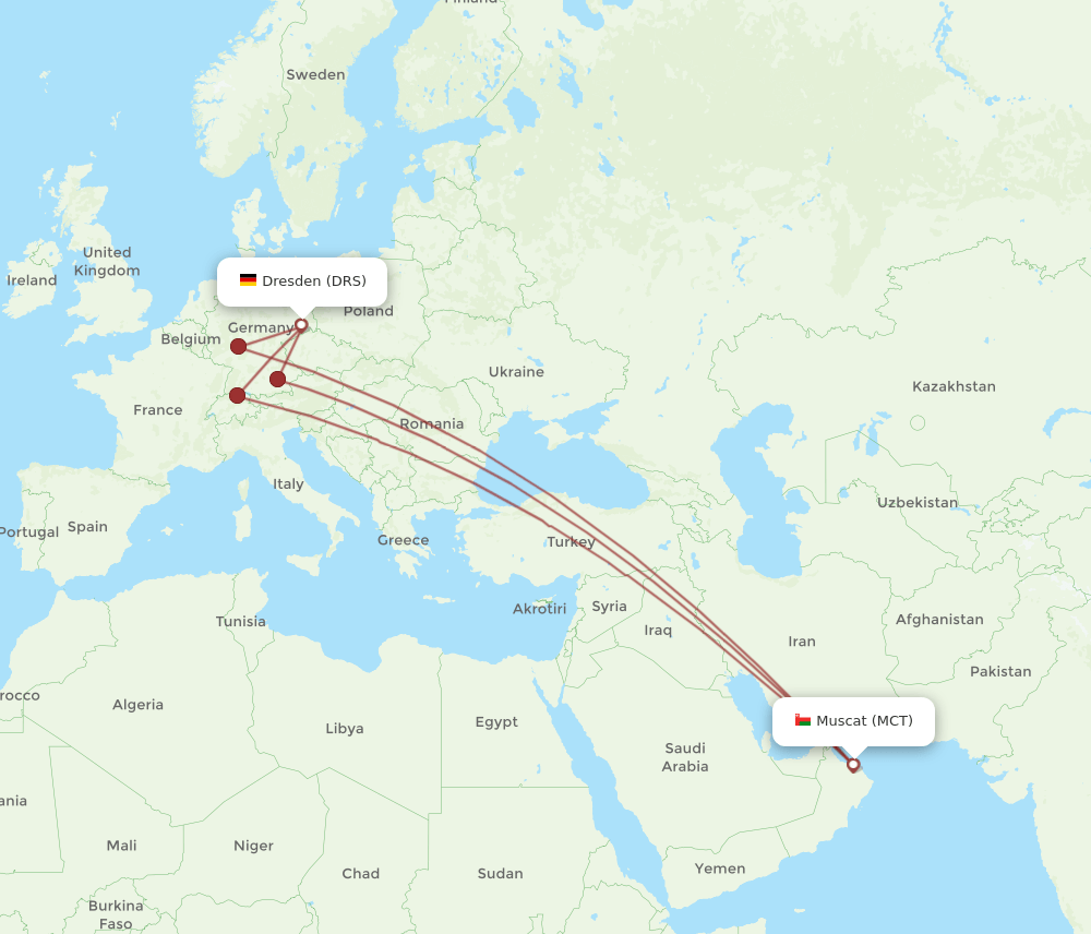 DRS-MCT flight routes