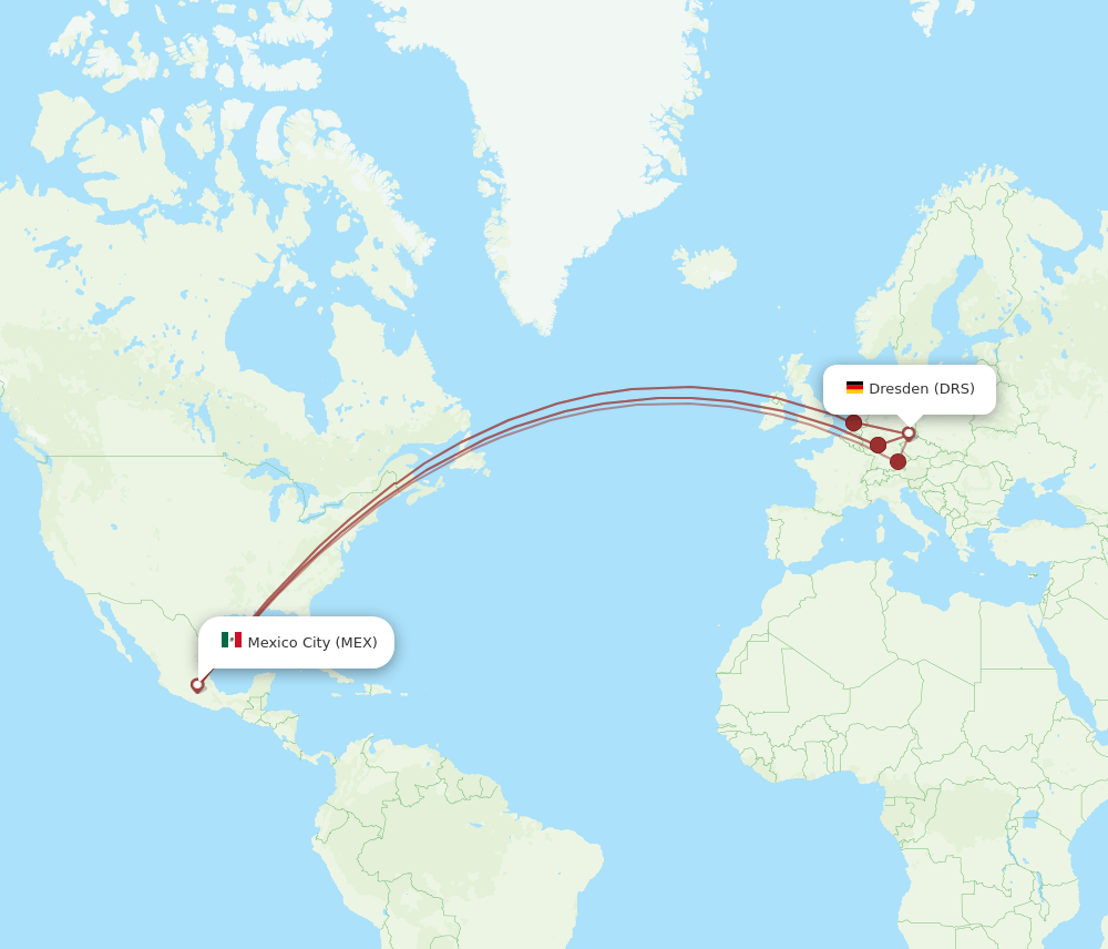 DRS-MEX flight routes