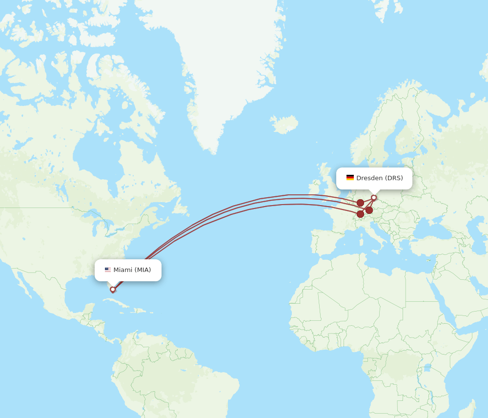 DRS to MIA flights and routes map