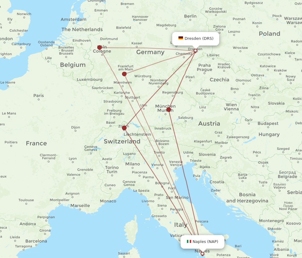 DRS-NAP flight routes