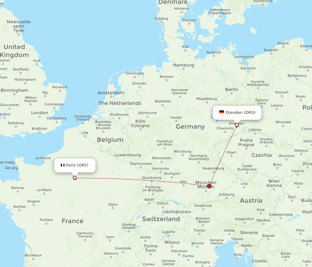 DRS to ORY flights and routes map