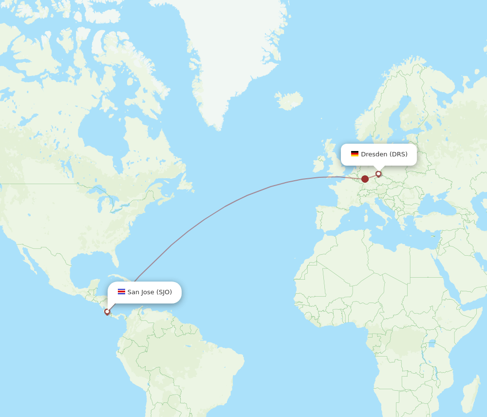 DRS-SJO flight routes