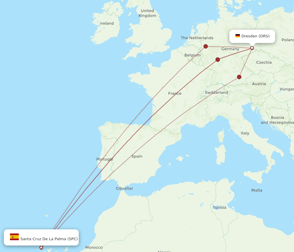 DRS to SPC flights and routes map