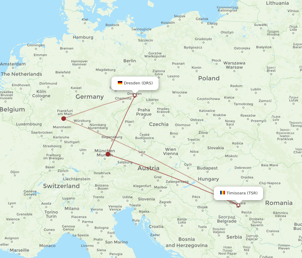 DRS-TSR flight routes