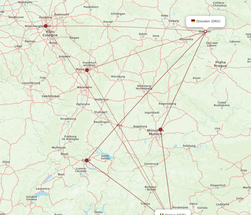 DRS-VCE flight routes