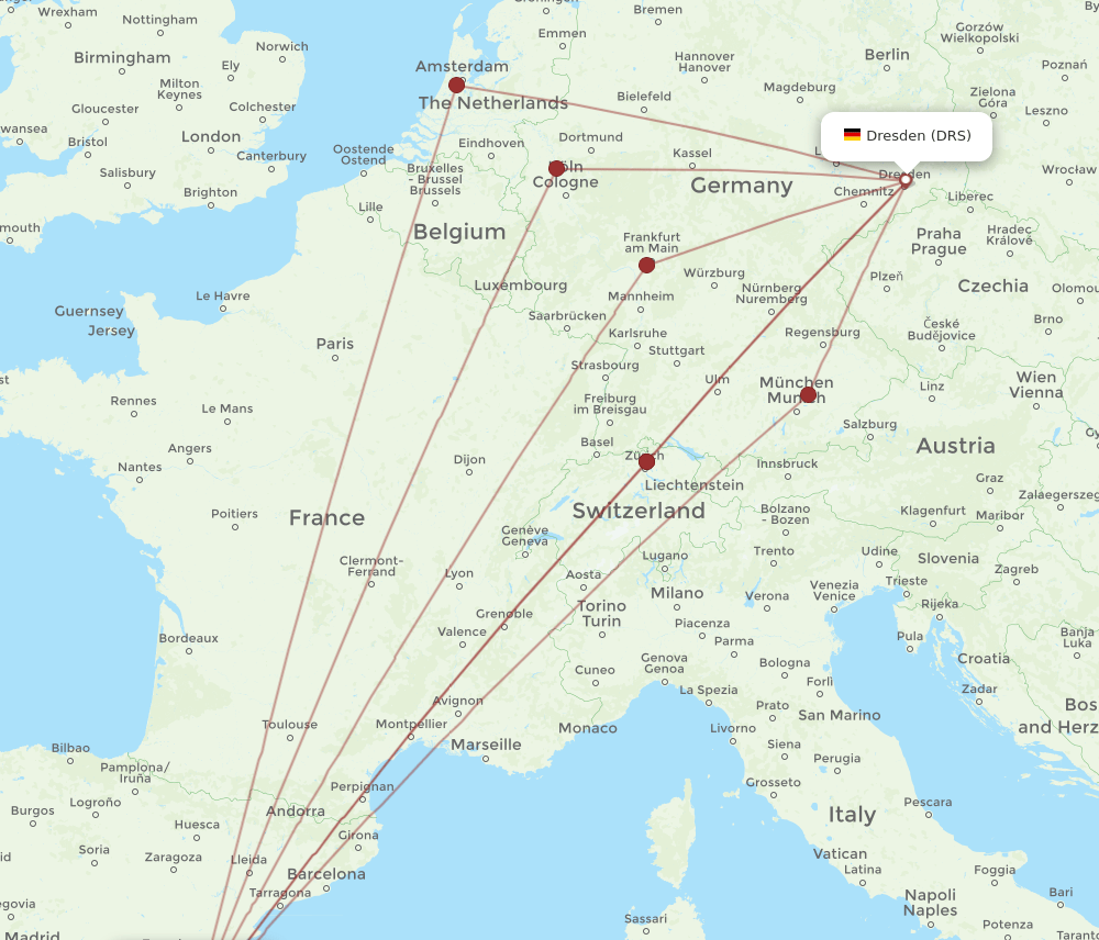 DRS-VLC flight routes