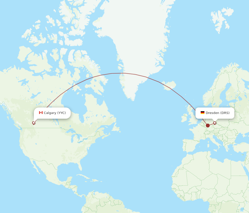 DRS to YYC flights and routes map
