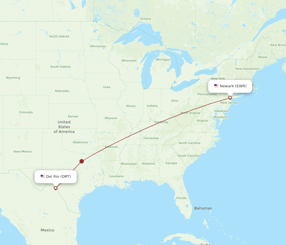 DRT-EWR flight routes