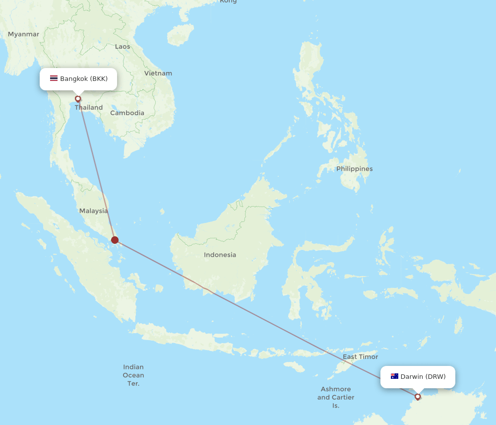 DRW-BKK flight routes