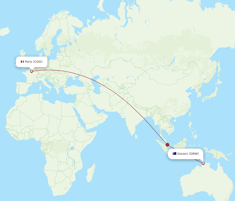 DRW to CDG flights and routes map