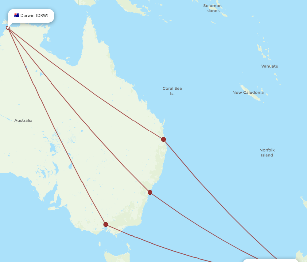DRW-CHC flight routes