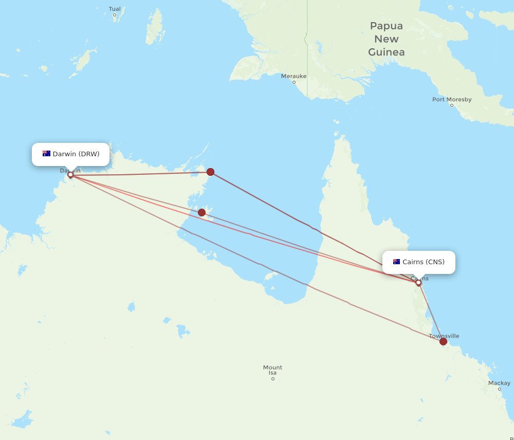 DRW to CNS flights and routes map
