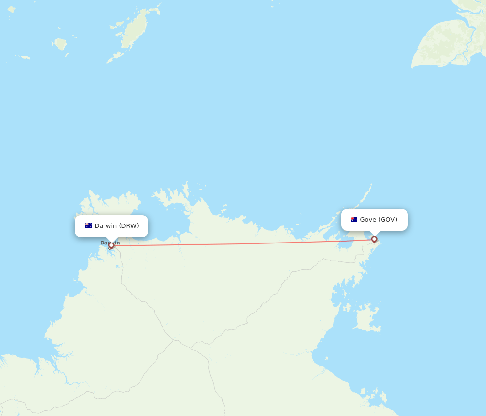 Darwin - Gove route map and flight paths