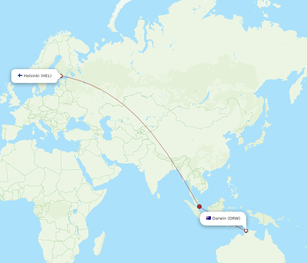 DRW-HEL flight routes
