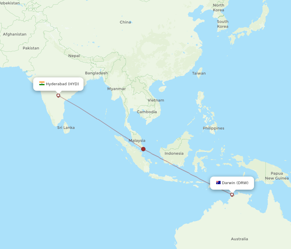 DRW-HYD flight routes