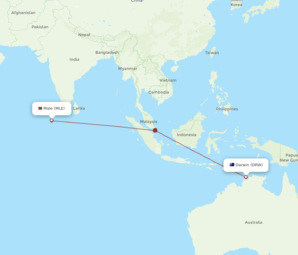 DRW to MLE flights and routes map