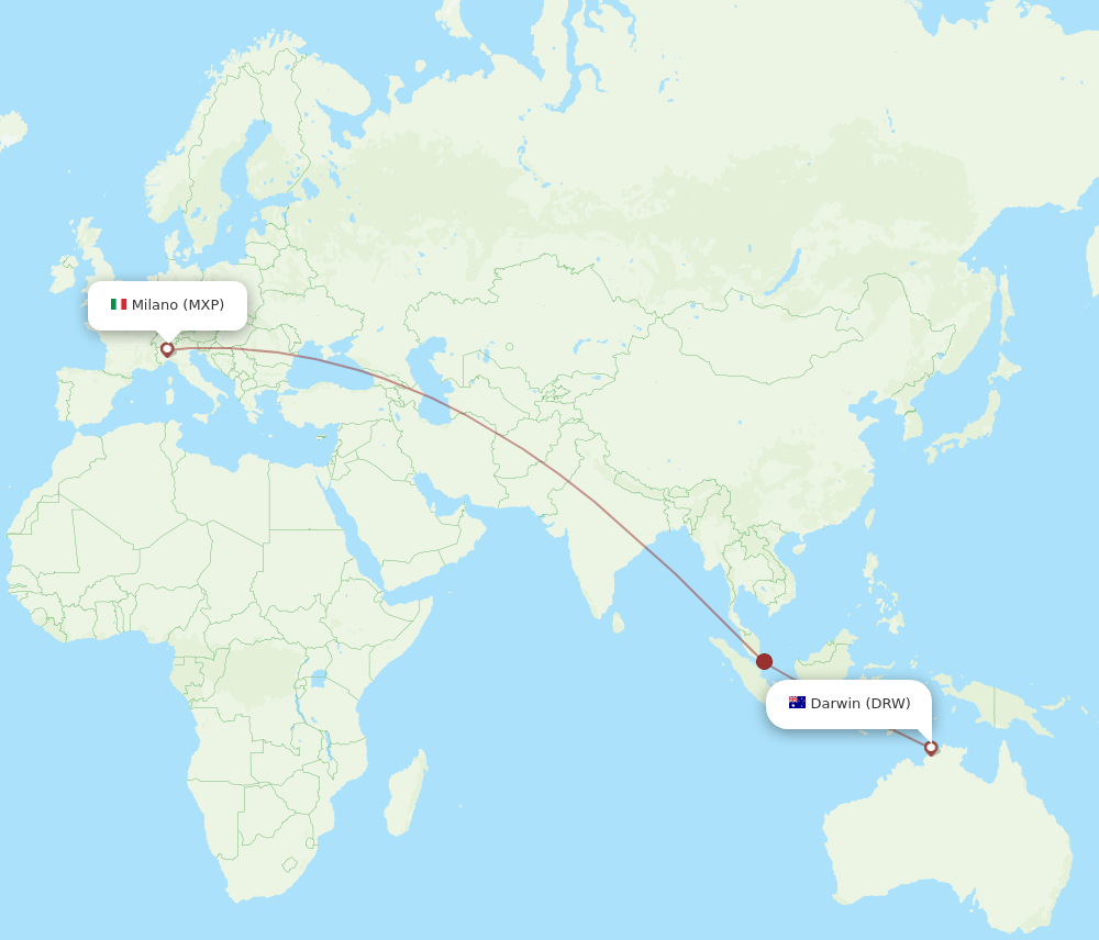 DRW-MXP flight routes