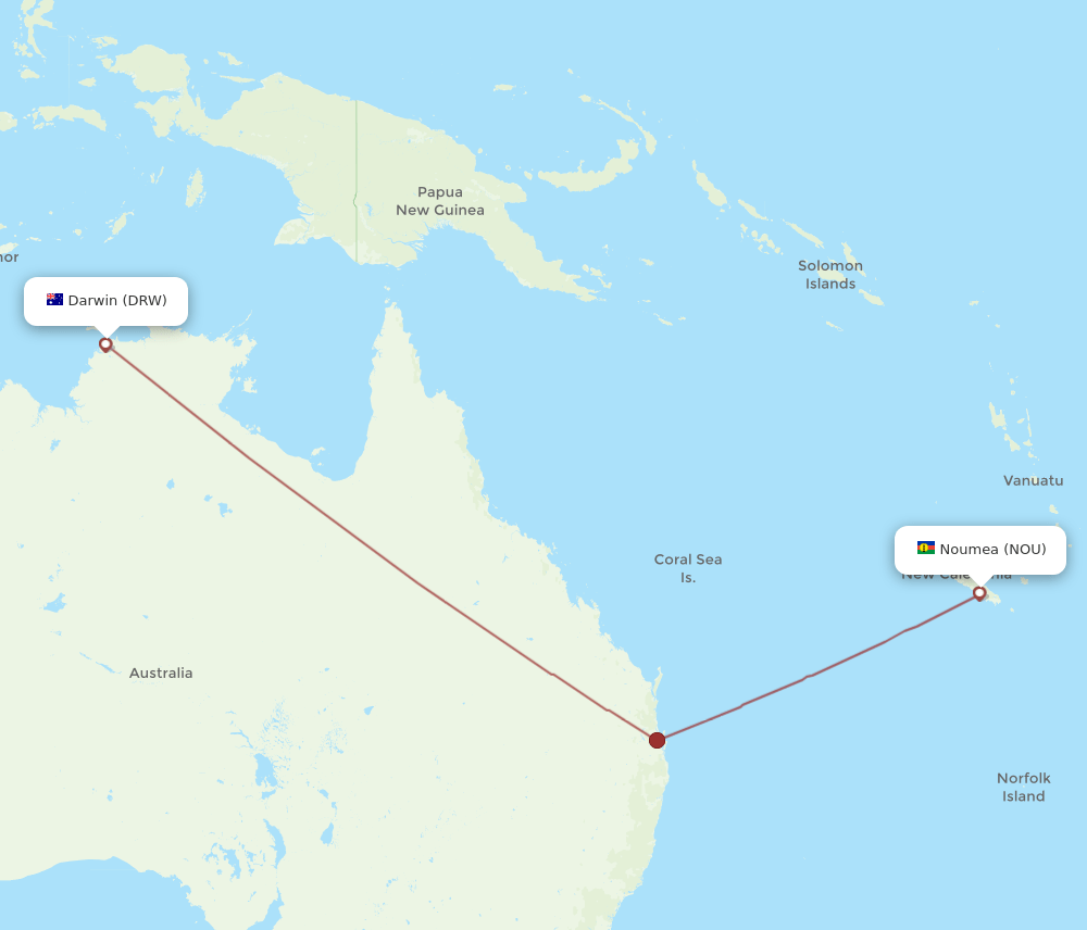 DRW-NOU flight routes