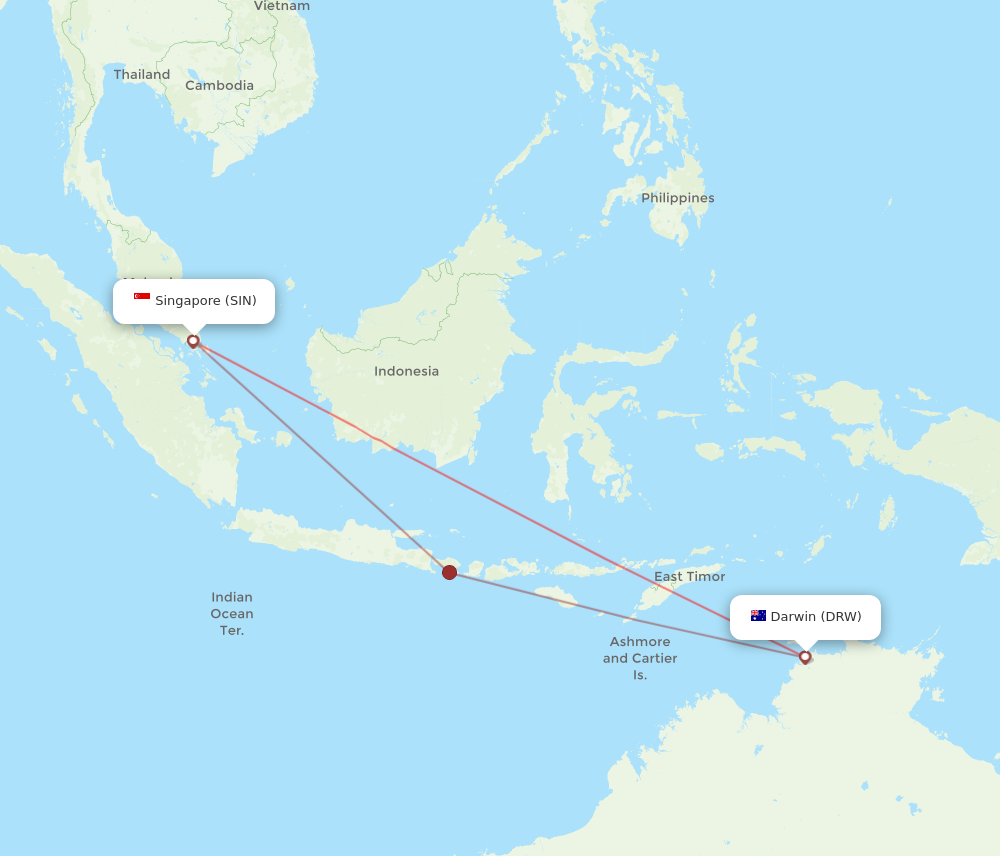 DRW to SIN flights and routes map