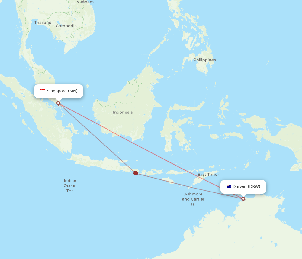 DRW-SIN flight routes
