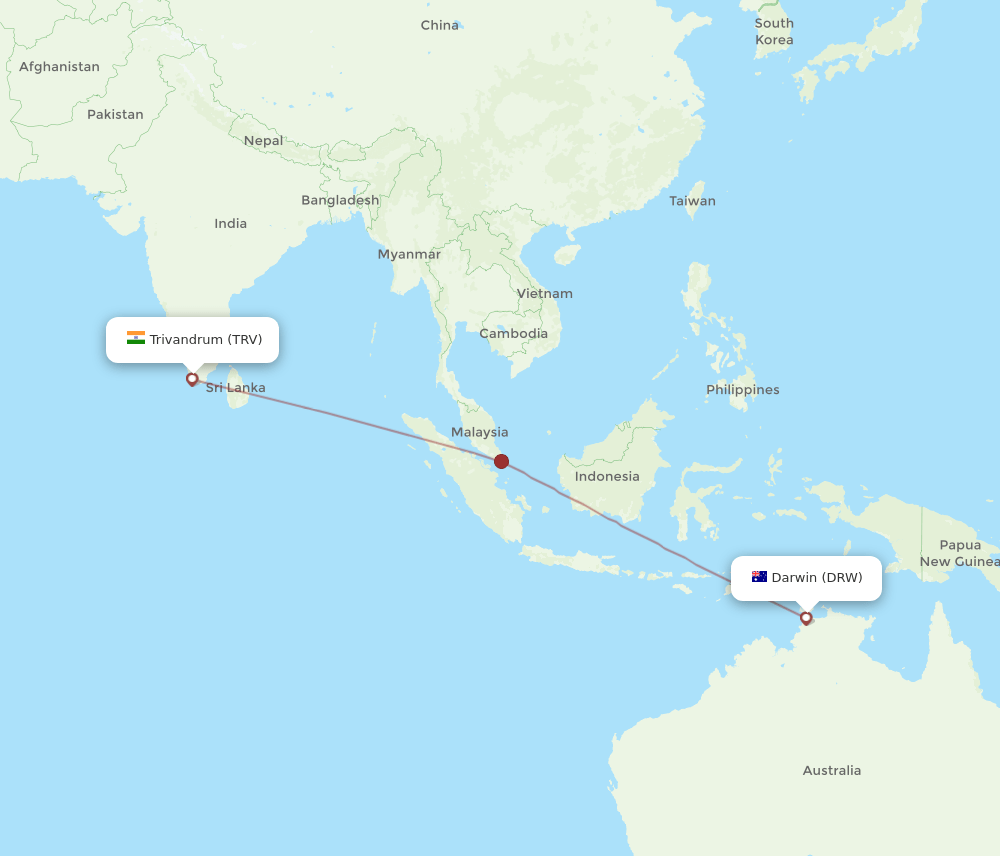 DRW-TRV flight routes