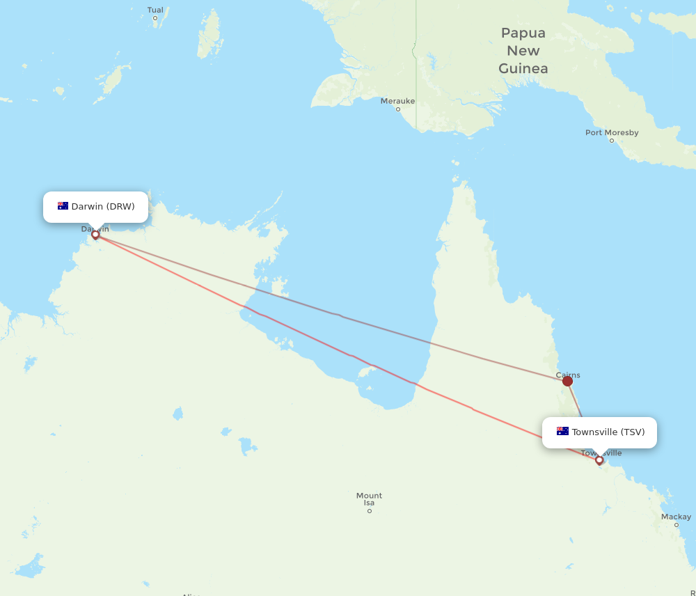 DRW to TSV flights and routes map
