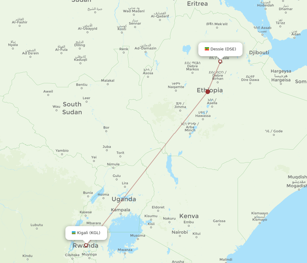 DSE-KGL flight routes
