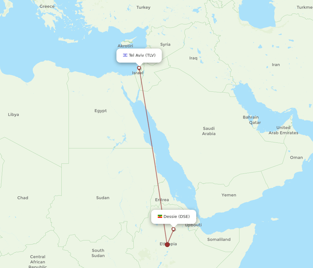 DSE to TLV flights and routes map