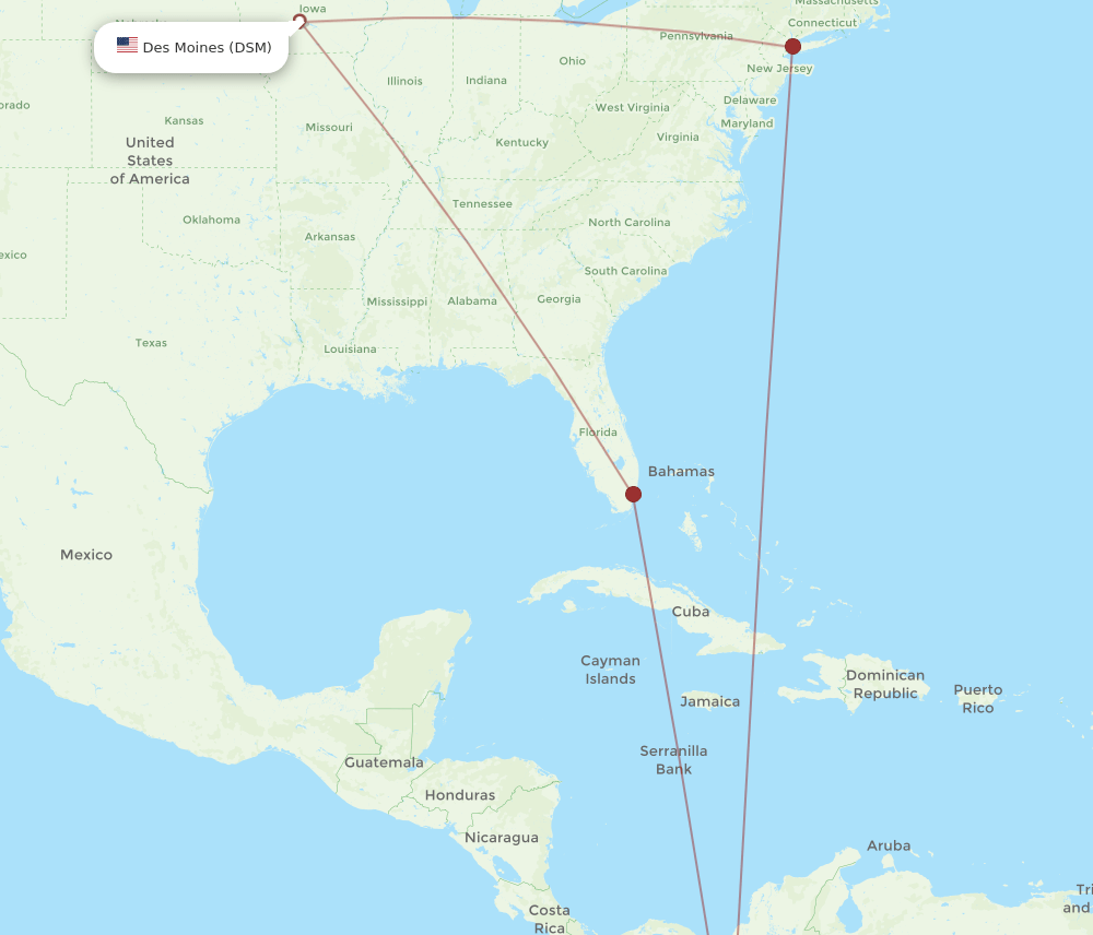 DSM-CLO flight routes