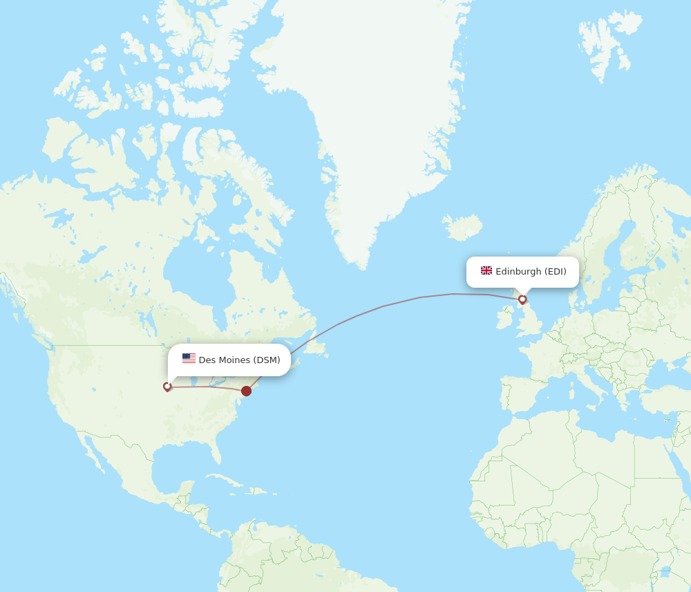 DSM-EDI flight routes
