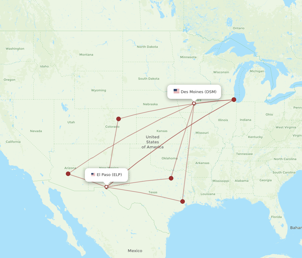DSM-ELP flight routes