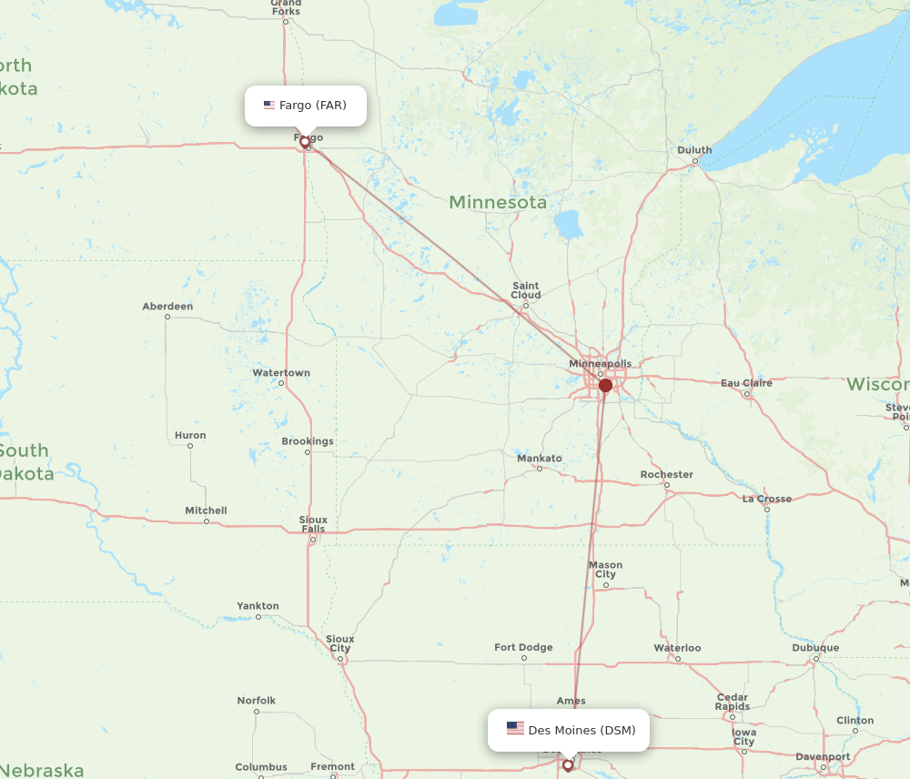DSM-FAR flight routes