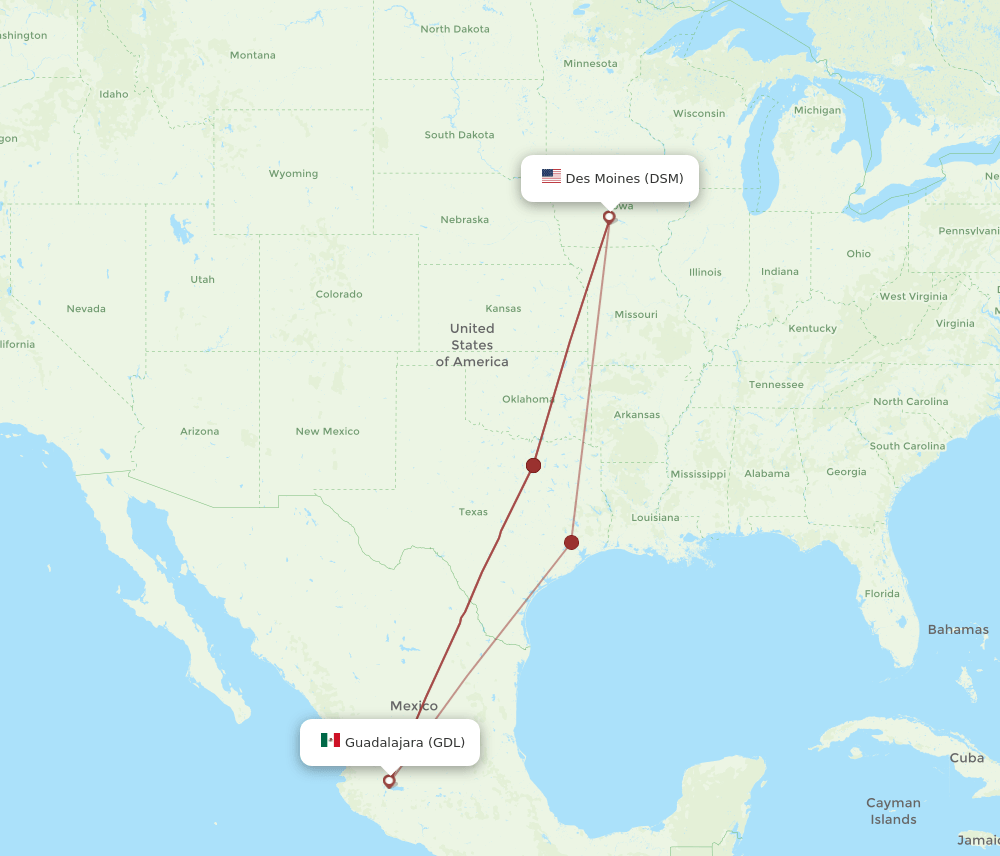 DSM-GDL flight routes