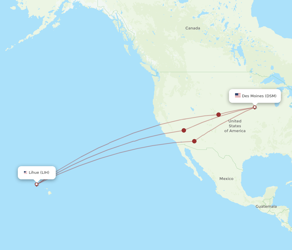DSM-LIH flight routes