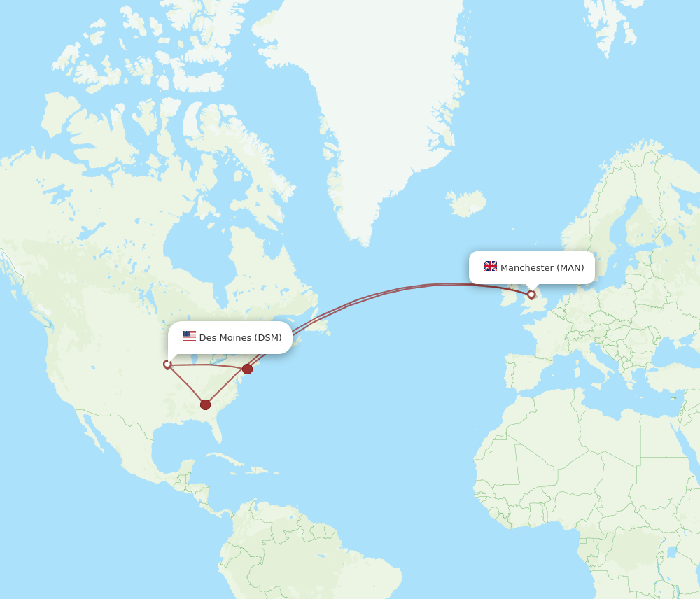 DSM-MAN flight routes
