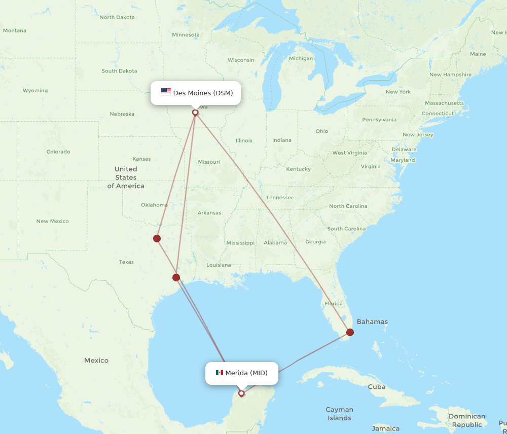 DSM-MID flight routes