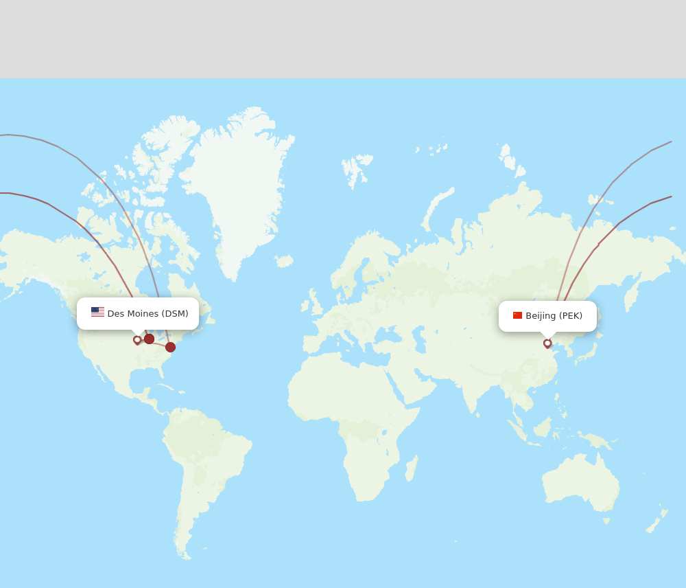 DSM-PEK flight routes
