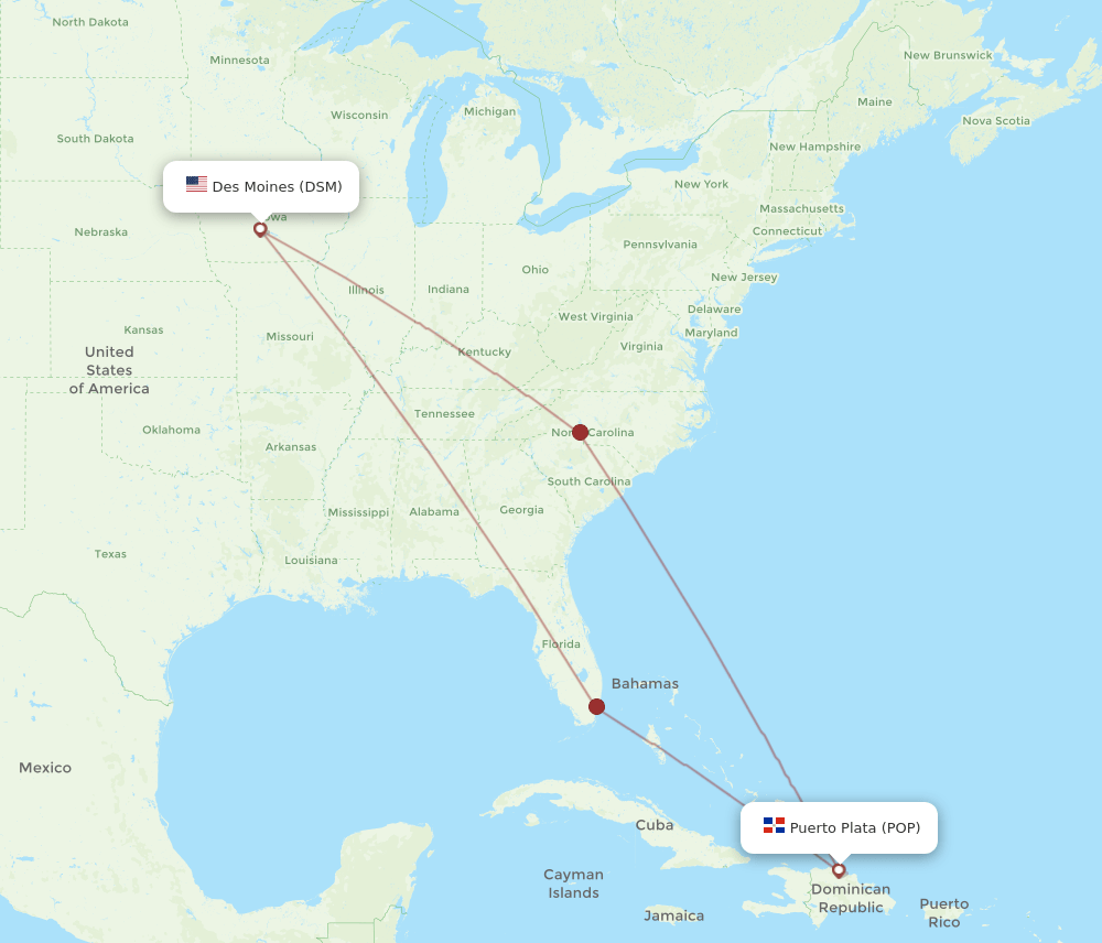 DSM-POP flight routes