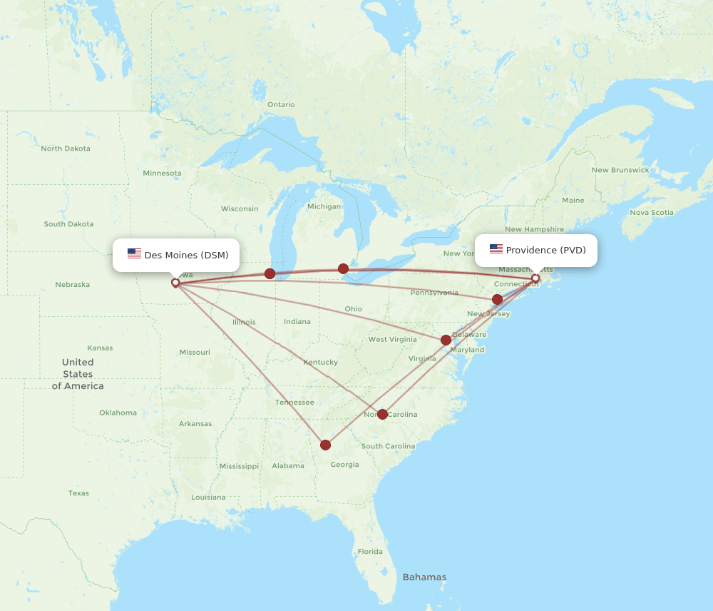 DSM-PVD flight routes