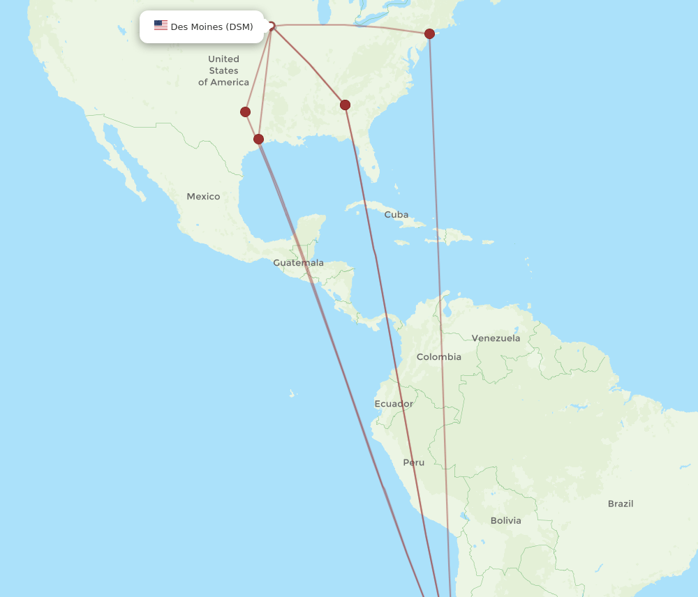 DSM-SCL flight routes