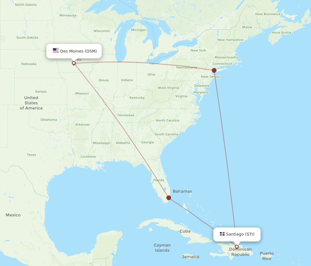 DSM-STI flight routes