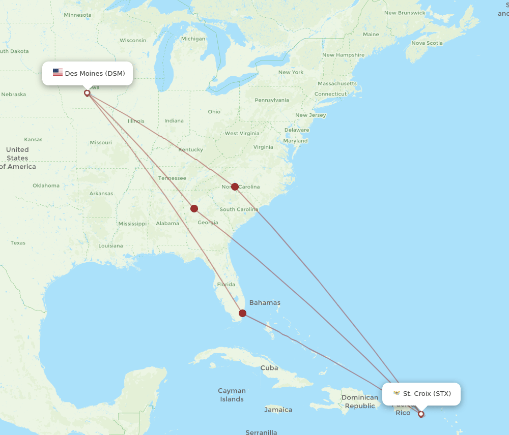 DSM-STX flight routes