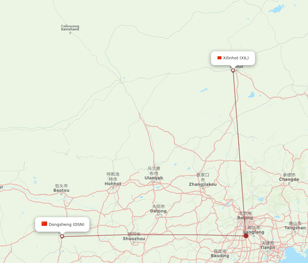DSN to XIL flights and routes map