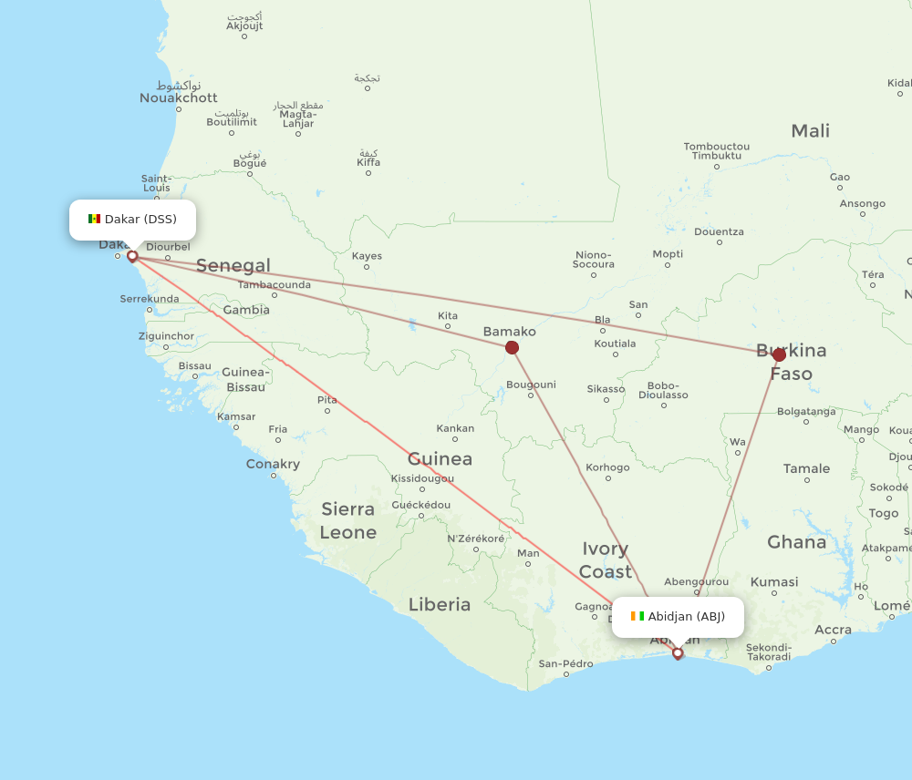 DSS to ABJ flights and routes map