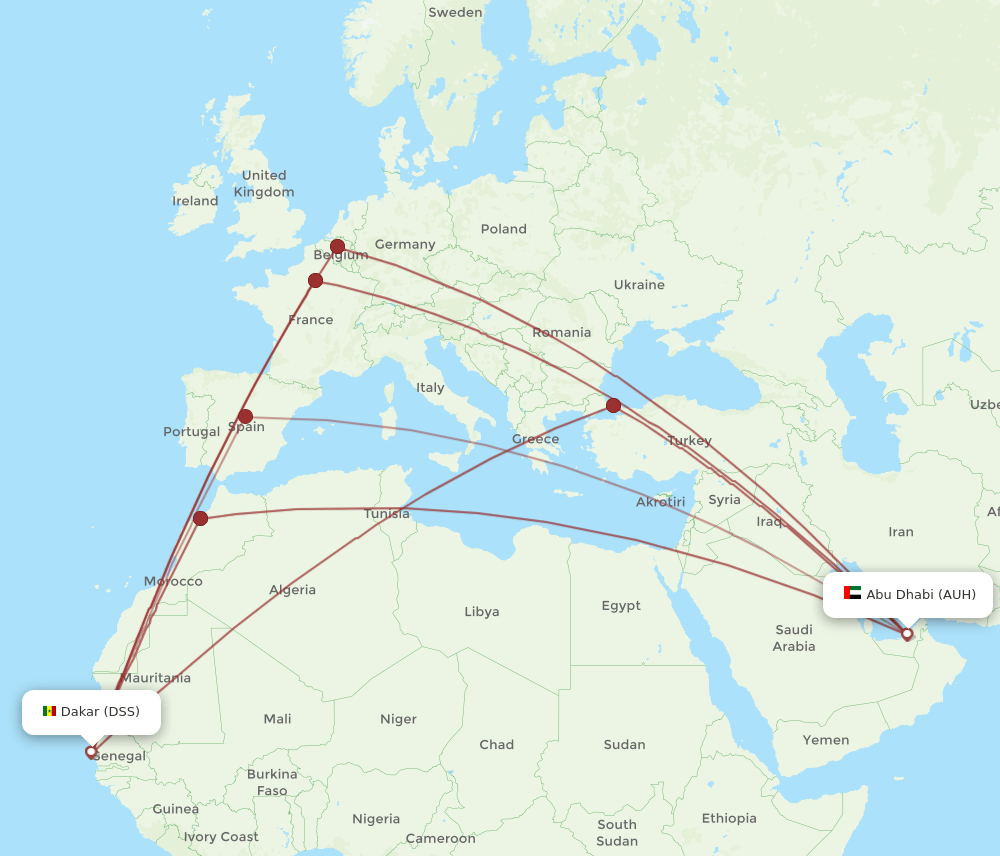 DSS-AUH flight routes