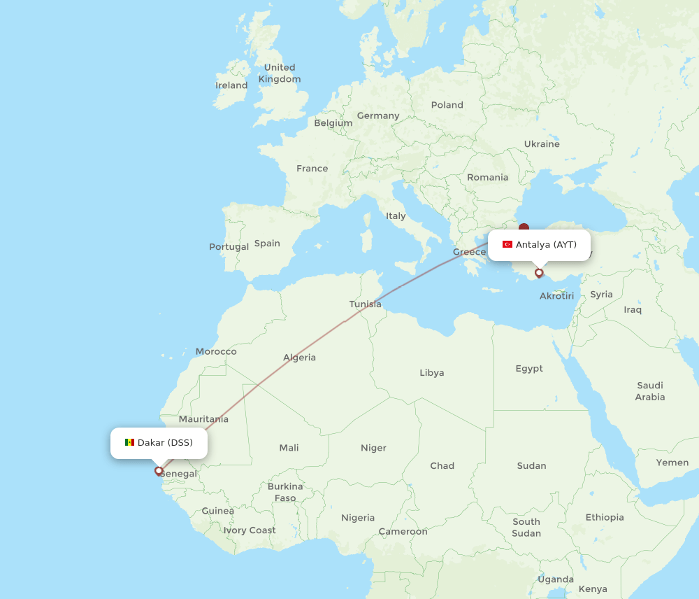 DSS-AYT flight routes