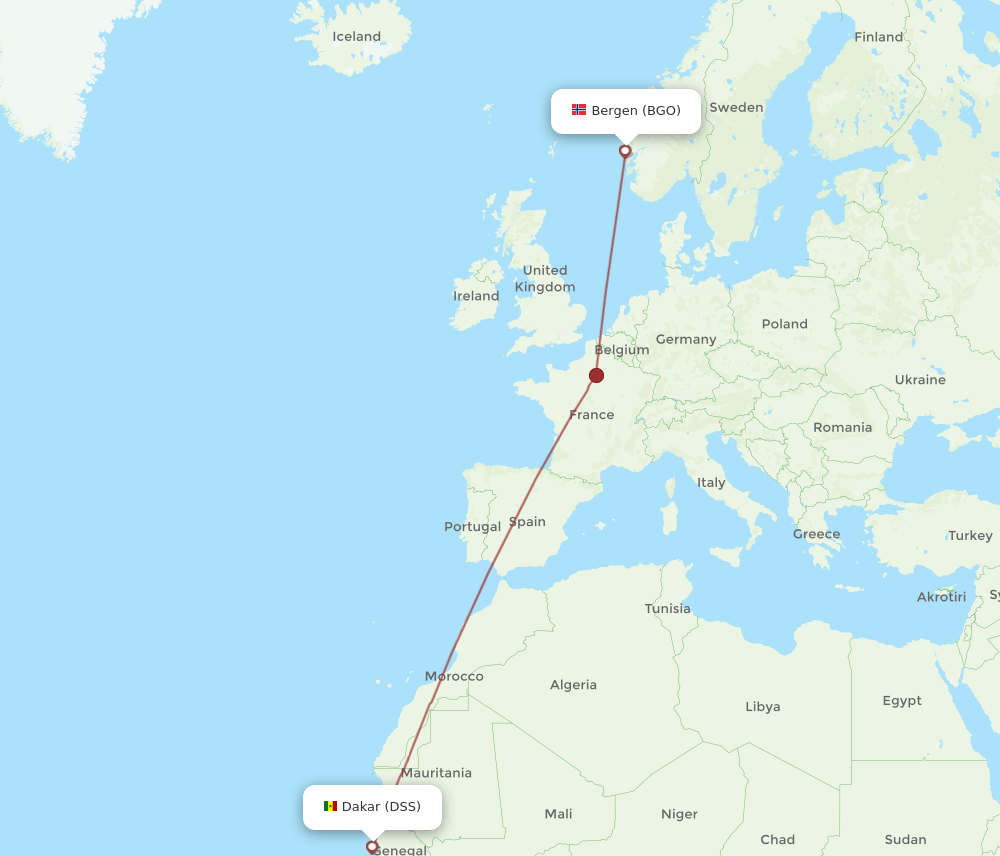 DSS-BGO flight routes