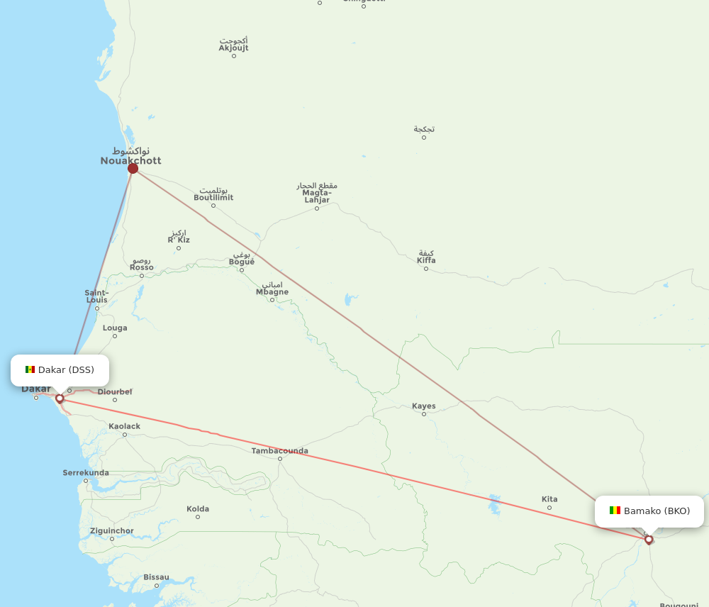 DSS to BKO flights and routes map