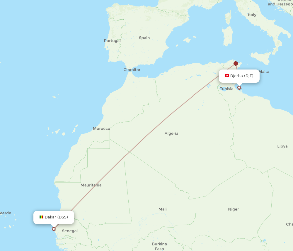 DSS-DJE flight routes